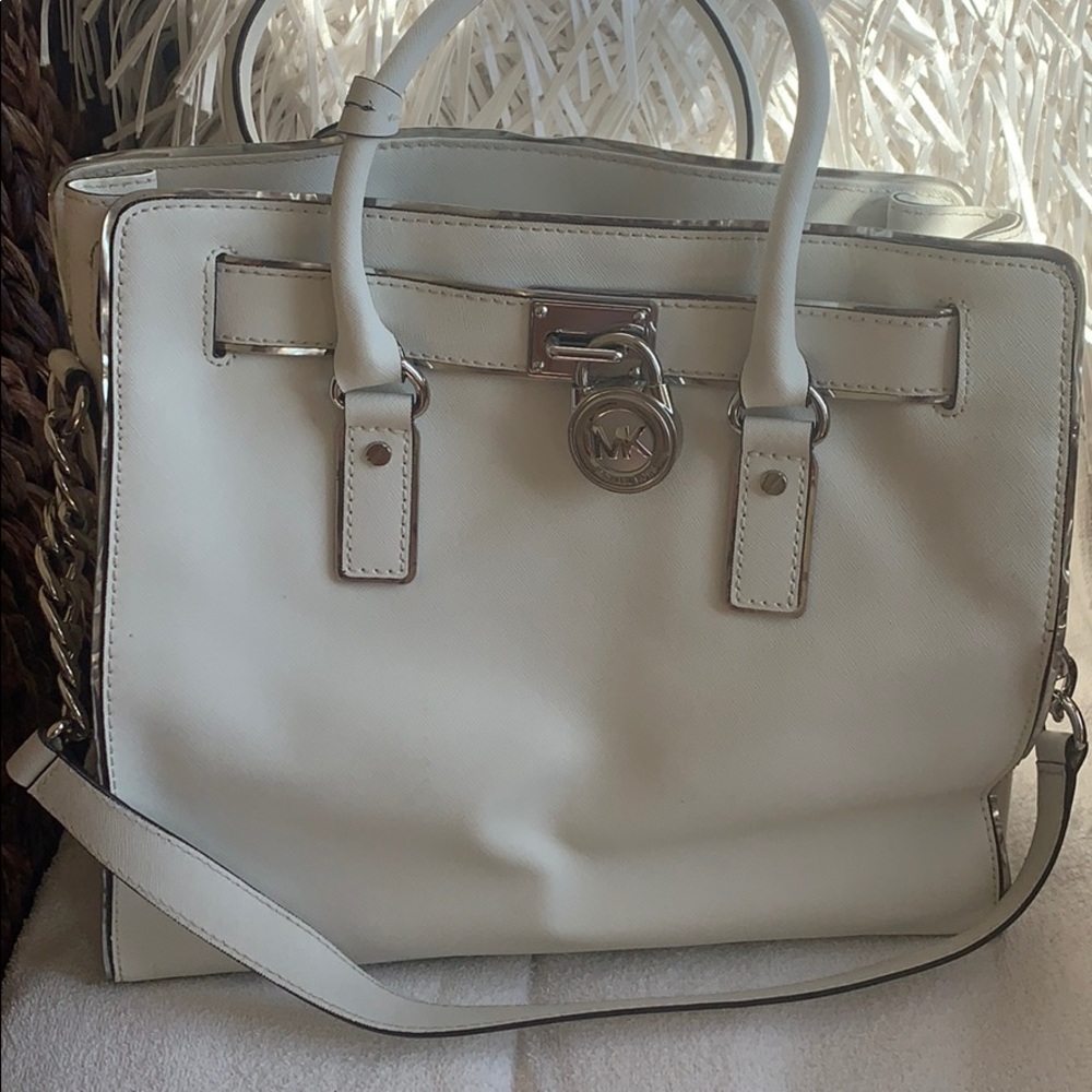 Michael Kors Hamilton White Saffiano Leather Bag